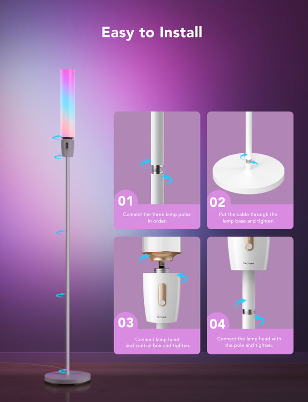Govee RGBICWW Cylinder Floor Lamp - Smart Ambiance Room Decor Light
