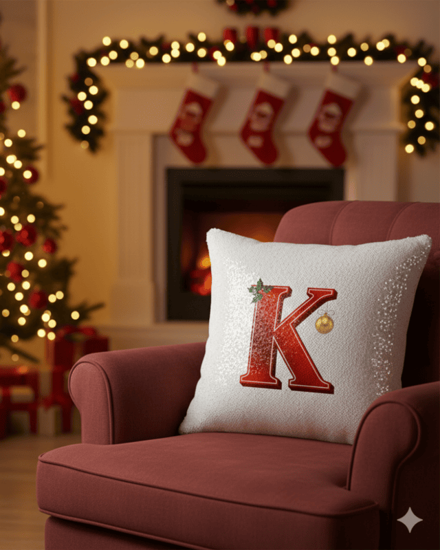 Christmas Initial Flip Sequins Pillow Cover