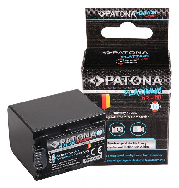 PATONA Platinum Battery f. Sony NP-FV70 FDR-AX40 FDR-AX45 FDR-CX680 NEX-VG30