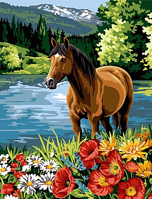 Cavallo sulle rive del lago