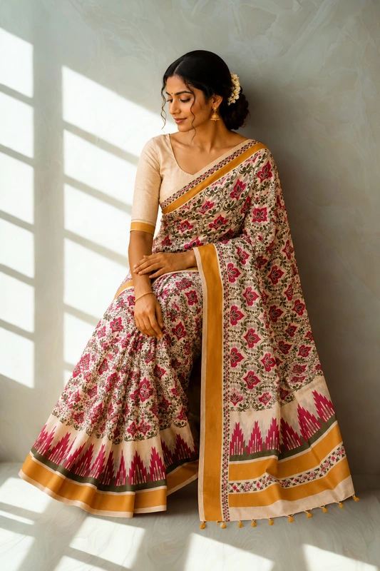 Kerala printing pink floral