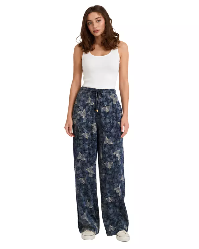 Women's Boho Printed Wide-Leg Pants