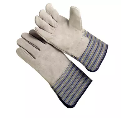 Full leather back, 4.5” rubberized cuff, lined