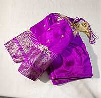 J317: Ready To Ship Beautiful Pure Venkatagiri Saree With Stitched Maggam Work Blouse