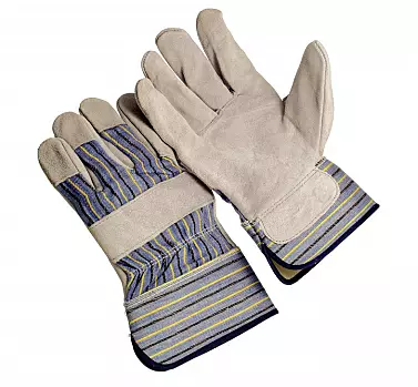 Stripe fabric back, 2.5′ rubberized cuff, lined palm