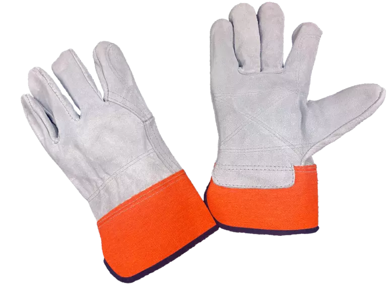 Work glove,inside double palm,full leather back.
