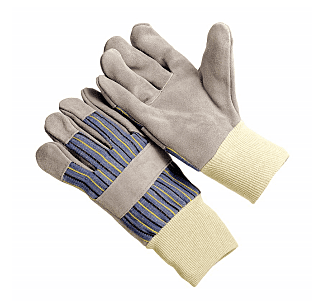 Stripe fabric back, blue knit wrist, lined