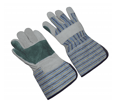 Green double palm, 4.5” rubberized cuff, lined palm, men's size