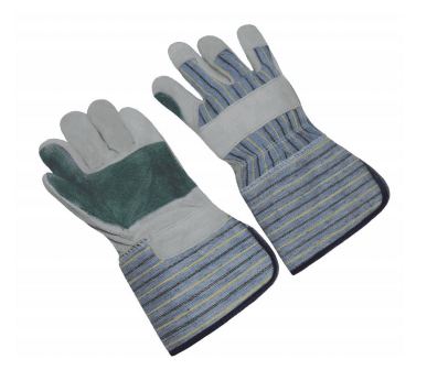 Green double palm, 4.5” rubberized cuff, lined palm, men's size