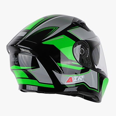STEELBIRD SBA-21 ISS AIR CARBON GLOSSY BLACK/GREEN C/V (M)