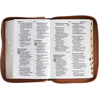 Santa Biblia Manual Letra Gigante Imitación Piel, Azul/Cafe