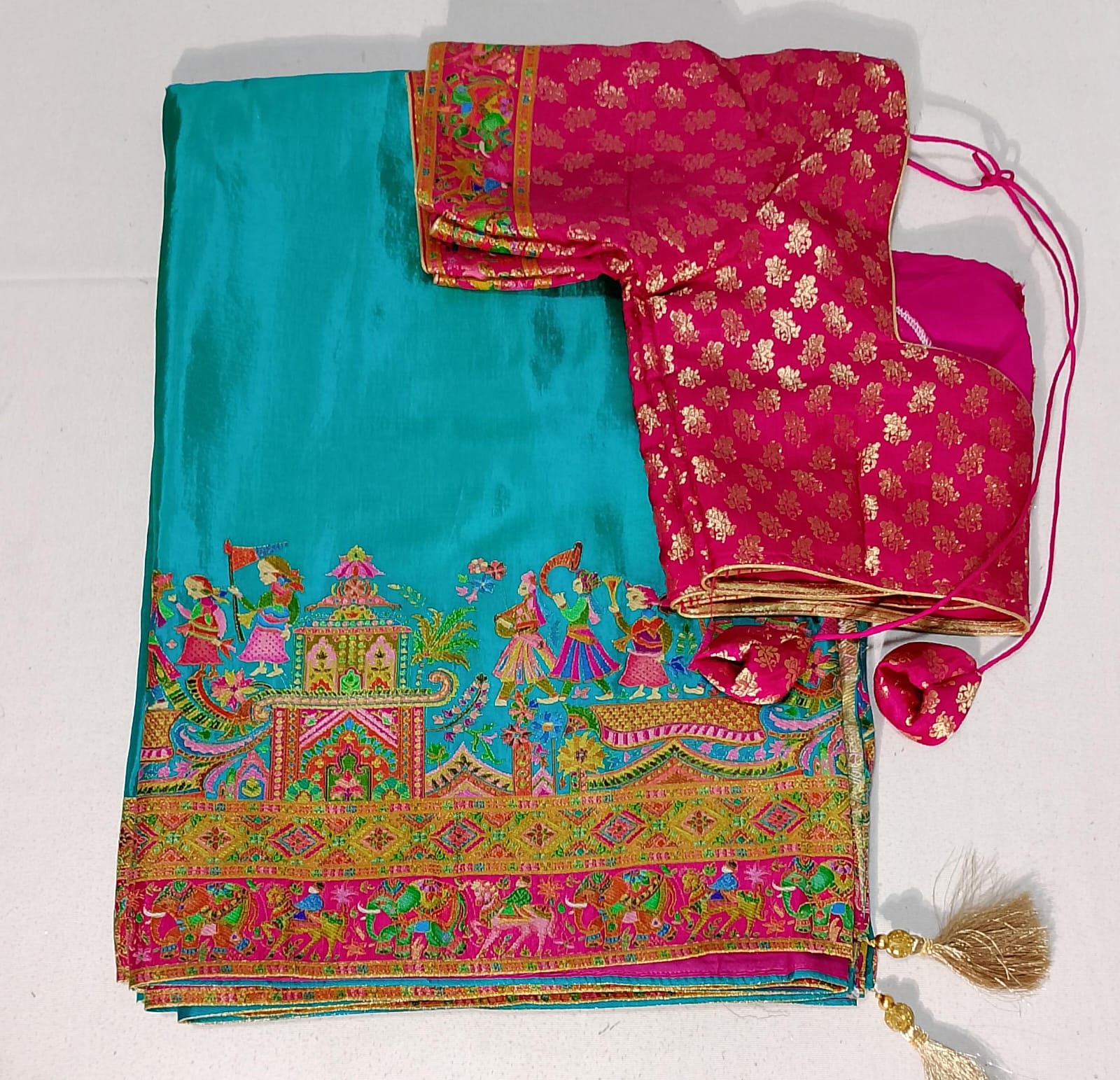 N563: Ready To Ship Beautiful Banarasi Kani Saree With Stitched Blouse
