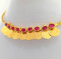 Panchalokam Attigai | One Gram Gold Finish & Real Kemp Stones Short Necklace | Temple Jewellery Attiga