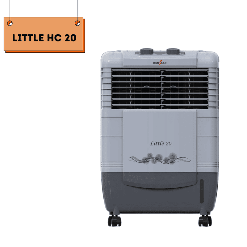 Space-saving 20 litre grey air cooler for personal comfort.