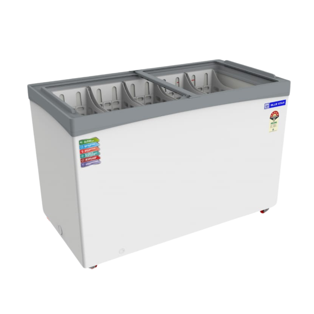 Blue Star Flat Glass Top Deep Freezer-GT5-410NP with 365 litre storage capacity