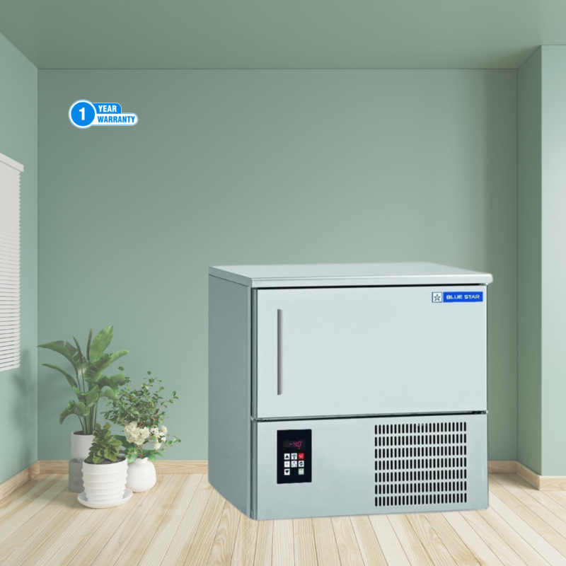 Durable stainless steel construction of a Blue Star BF03G Blast Freezer.