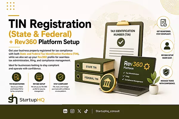 TIN registration (State & Federal)+ Rev360 platform setup