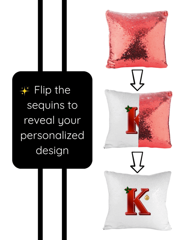 Christmas Initial Flip Sequins Pillow Cover