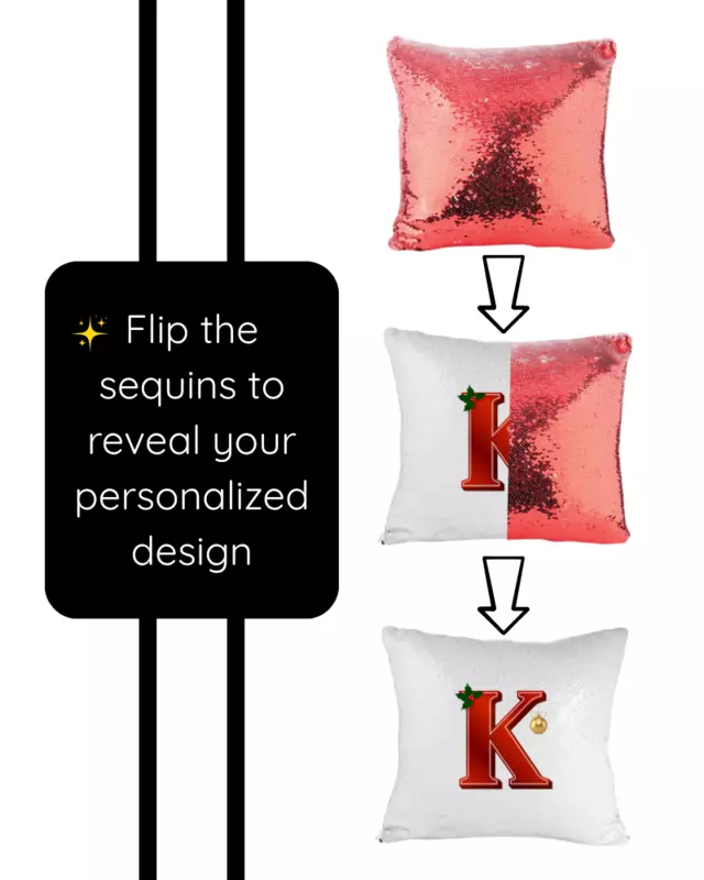 Christmas Initial Flip Sequins Pillow Cover
