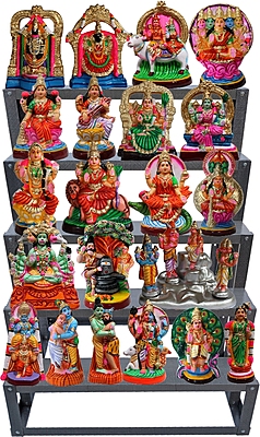 5 Steps Golu Stand Made of Fibre Reinforced Plastic for Navarathri Kolu Padi Grey Color 5 Steps Golu Stand Made of Fibre Reinforced Plastic for Navarathri Kolu Padi Grey Color