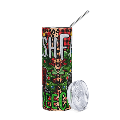 Farm Fresh Christmas Tree Skinny Tumbler – Red Tractor Buffalo Plaid Holiday Drinkware