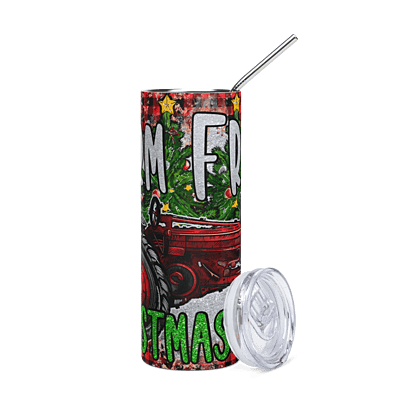 Farm Fresh Christmas Tree Skinny Tumbler – Red Tractor Buffalo Plaid Holiday Drinkware