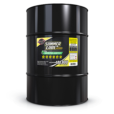 Opti-Lube Summer Lube+ Cetane diesel additive in a black 55 gallon drum Opti-Lube Summer Lube+ Cetane diesel additive in a black 55 gallon drum