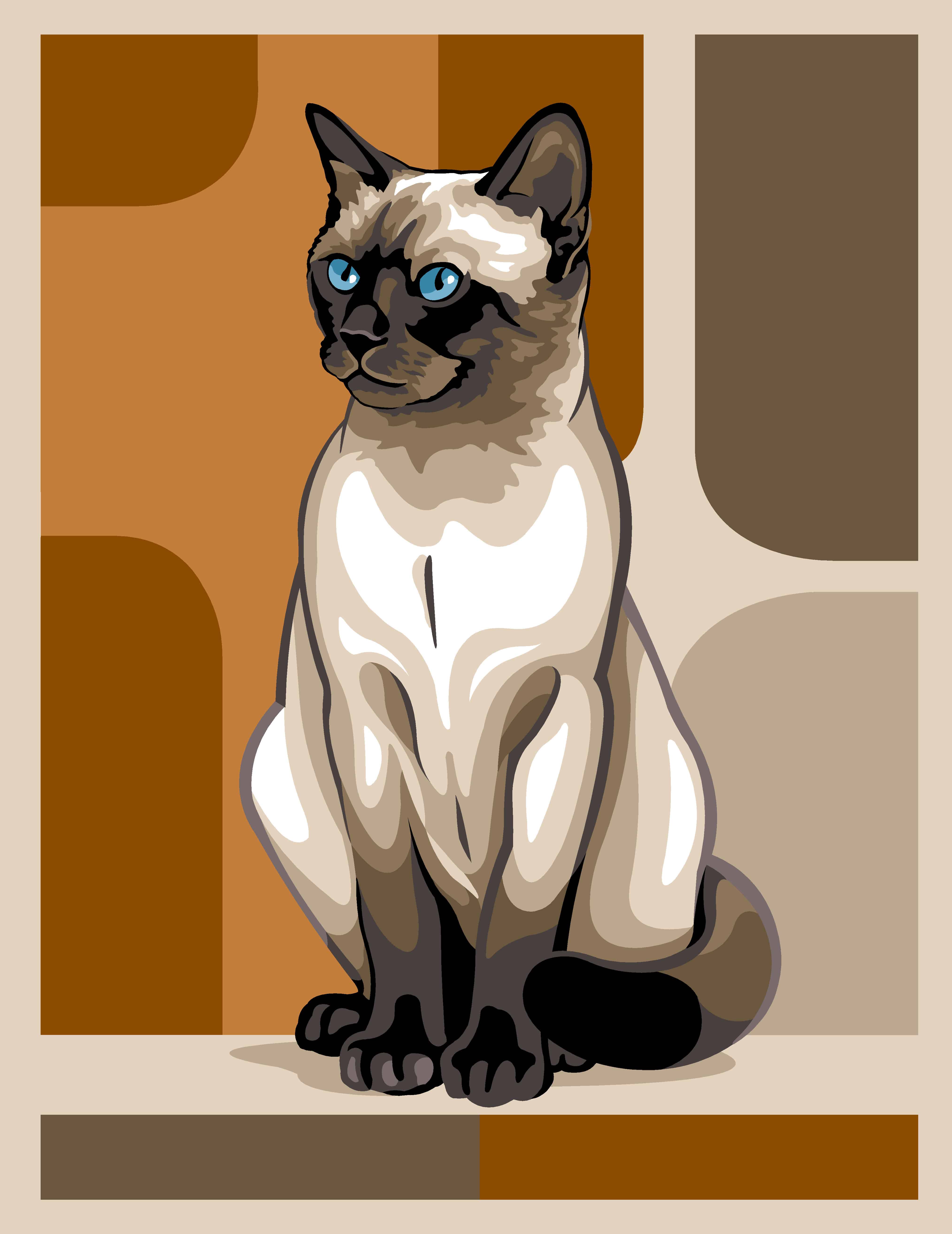 "Eleganza Felina": Tela Siamese dagli Occhi Blu a Mezzopunto