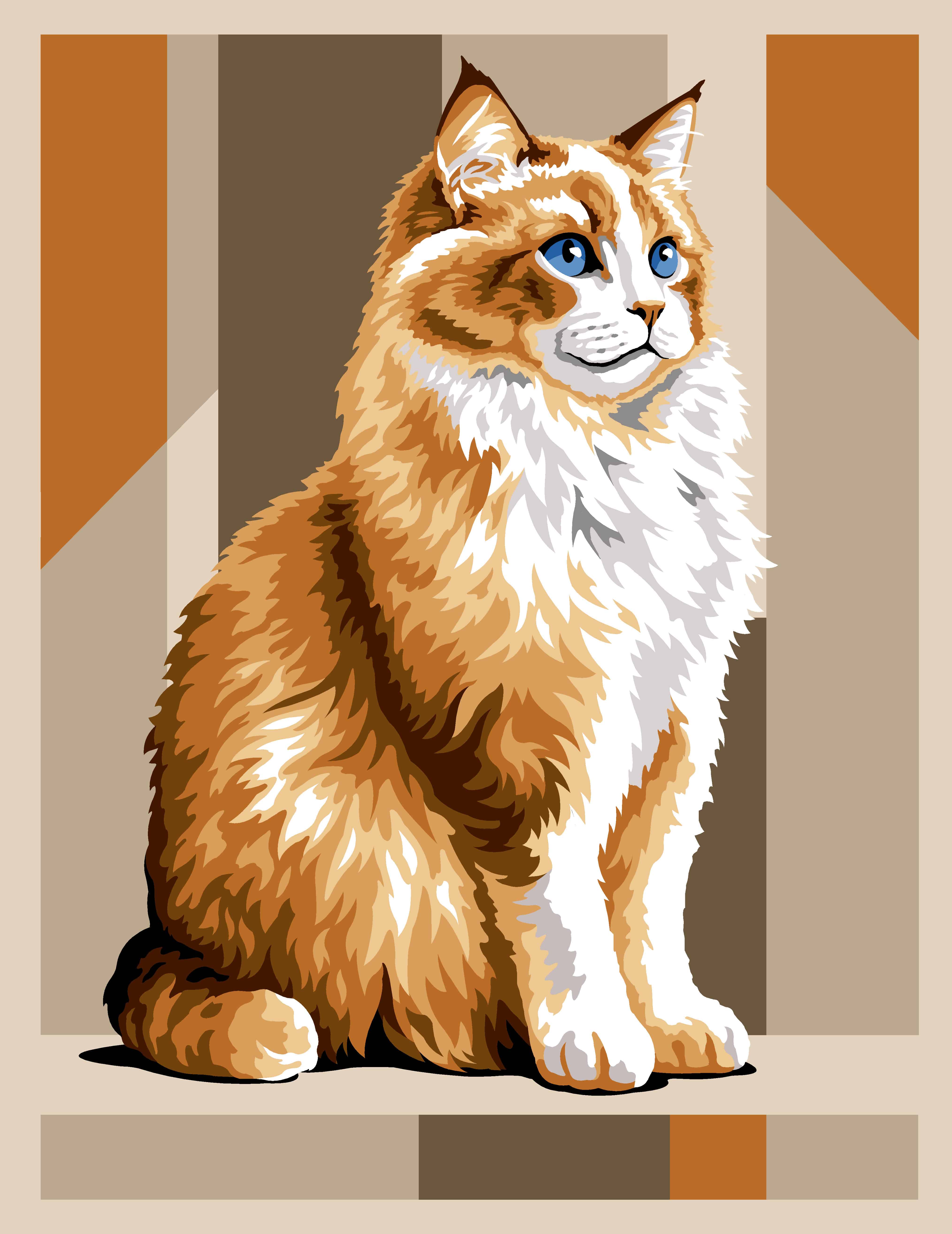 "Sguardo Blu e Pelo Rosso": Tela Mezzopunto prestampata