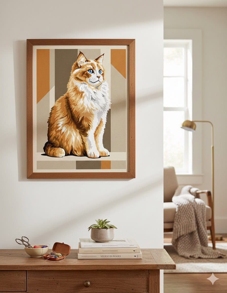 "Sguardo Blu e Pelo Rosso": Tela Mezzopunto prestampata "Sguardo Blu e Pelo Rosso": Tela Mezzopunto prestampata