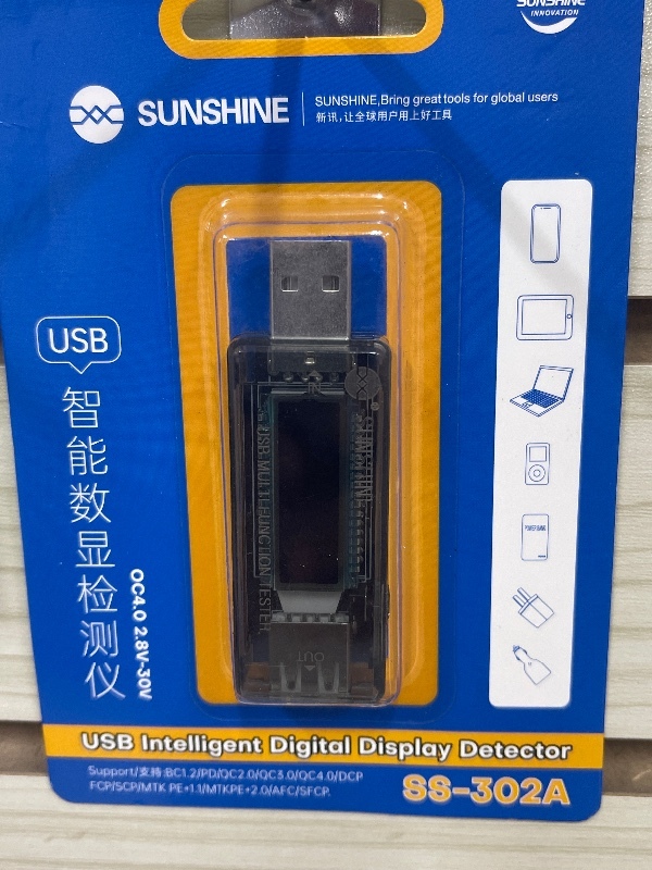 Test USB Sunshine SS-302A - Medición Precisa de Voltaje y Corriente