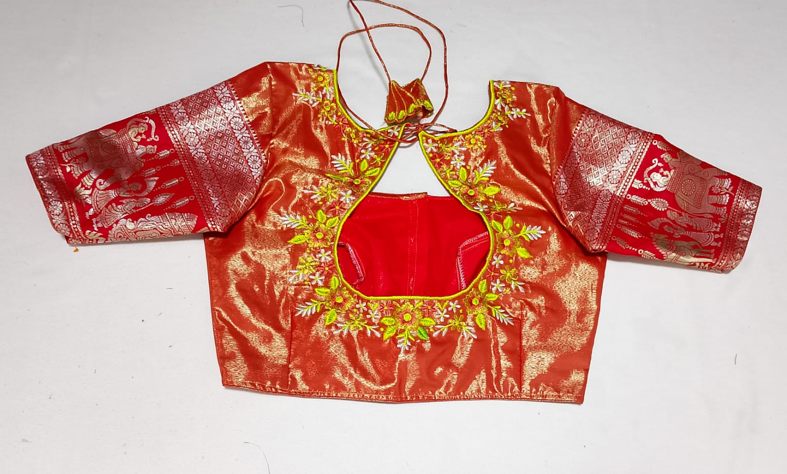 N626: Ready To Ship Beautiful Semi Kanchipattu Saree With Stitched Embroidery Work Blouse
