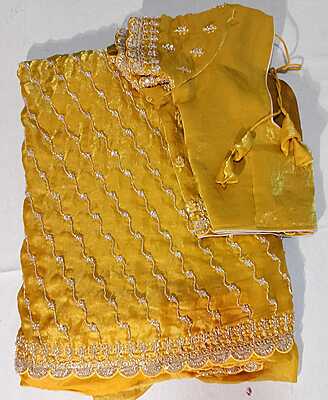 J112: Ready To Ship Beautiful Sequence Work Saree With Stitched Blouse