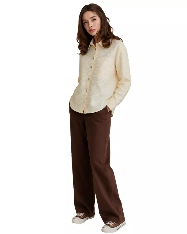 Women's Textured Oversized Button-Up Shirt