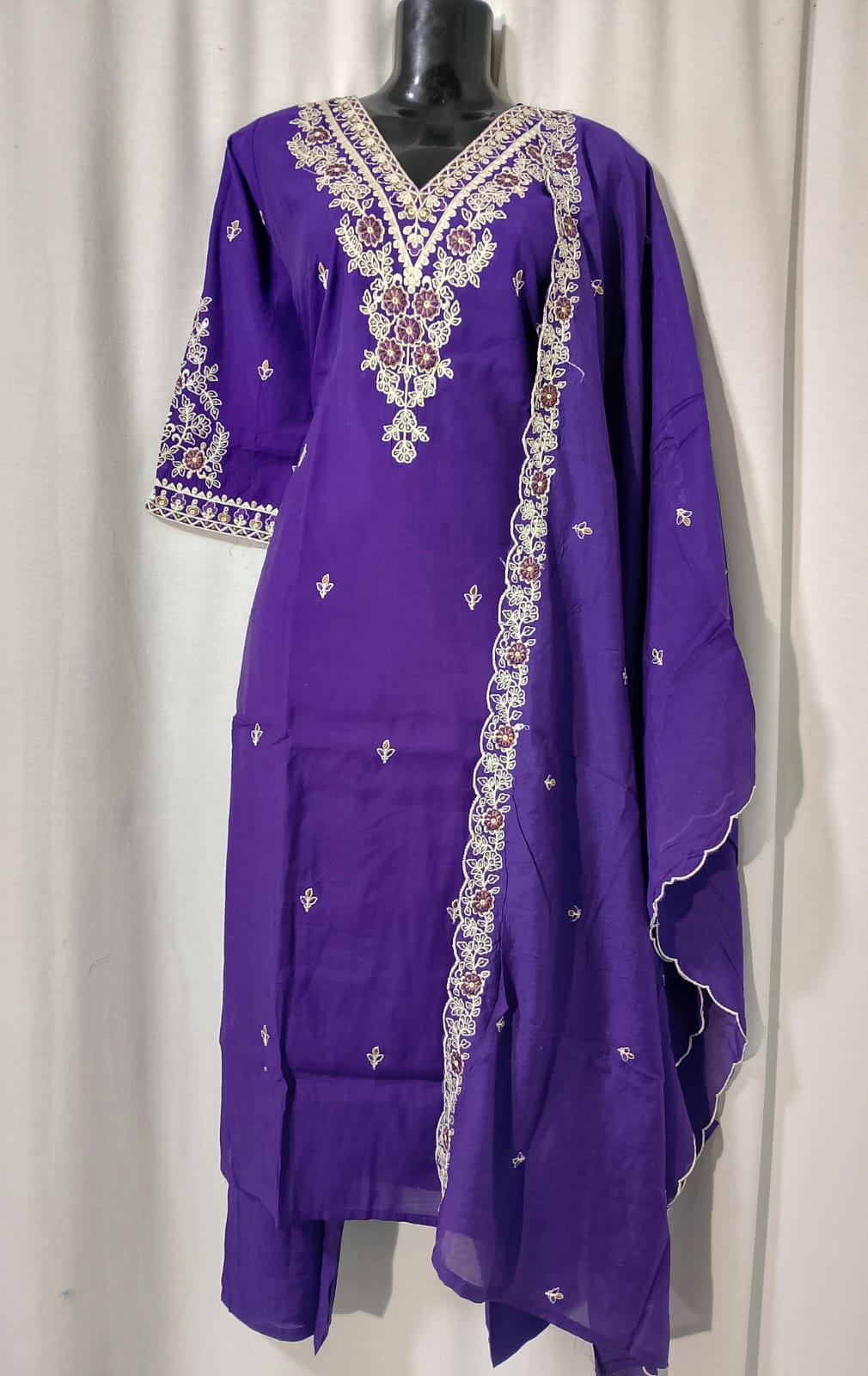 K073: Ready To Ship Beautiful 3PC Roma Silk Embroidery Work Designer Dress