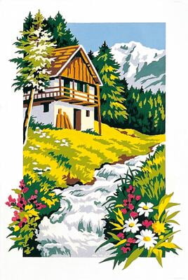 Baita di Montagna con Ruscello, 16642 Baita di Montagna con Ruscello, 16642