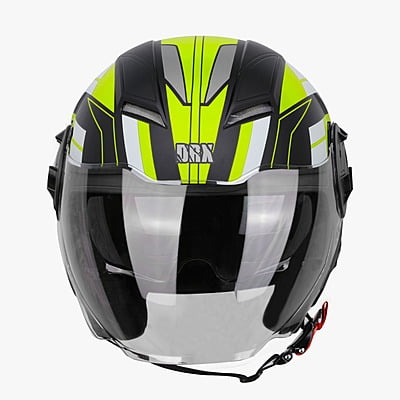 STEELBIRD SBH-31 DRX ISS PACE GLOSSY BLACK/NEON C/V (L)