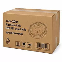 14oz-20oz Flat Clear Lids HYP PET w/out hole 10/100