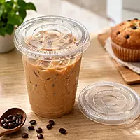 14oz-20oz Flat Clear Lids HYP PET w/out hole 10/100
