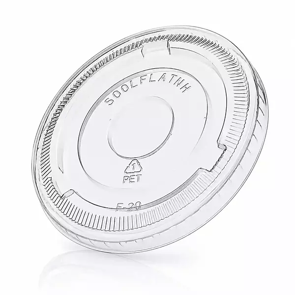 14oz-20oz Flat Clear Lids HYP PET w/out hole 10/100