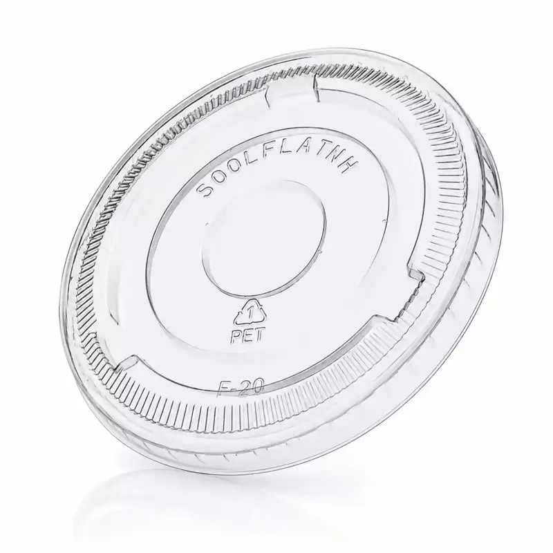 14oz-20oz Flat Clear Lids HYP PET w/out hole 10/100