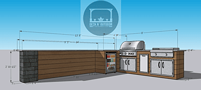 14'x8' L-Shape Grill Station & Bar + BLAZE Equipment