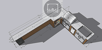14'x8' L-Shape Grill Station & Bar + BLAZE Equipment