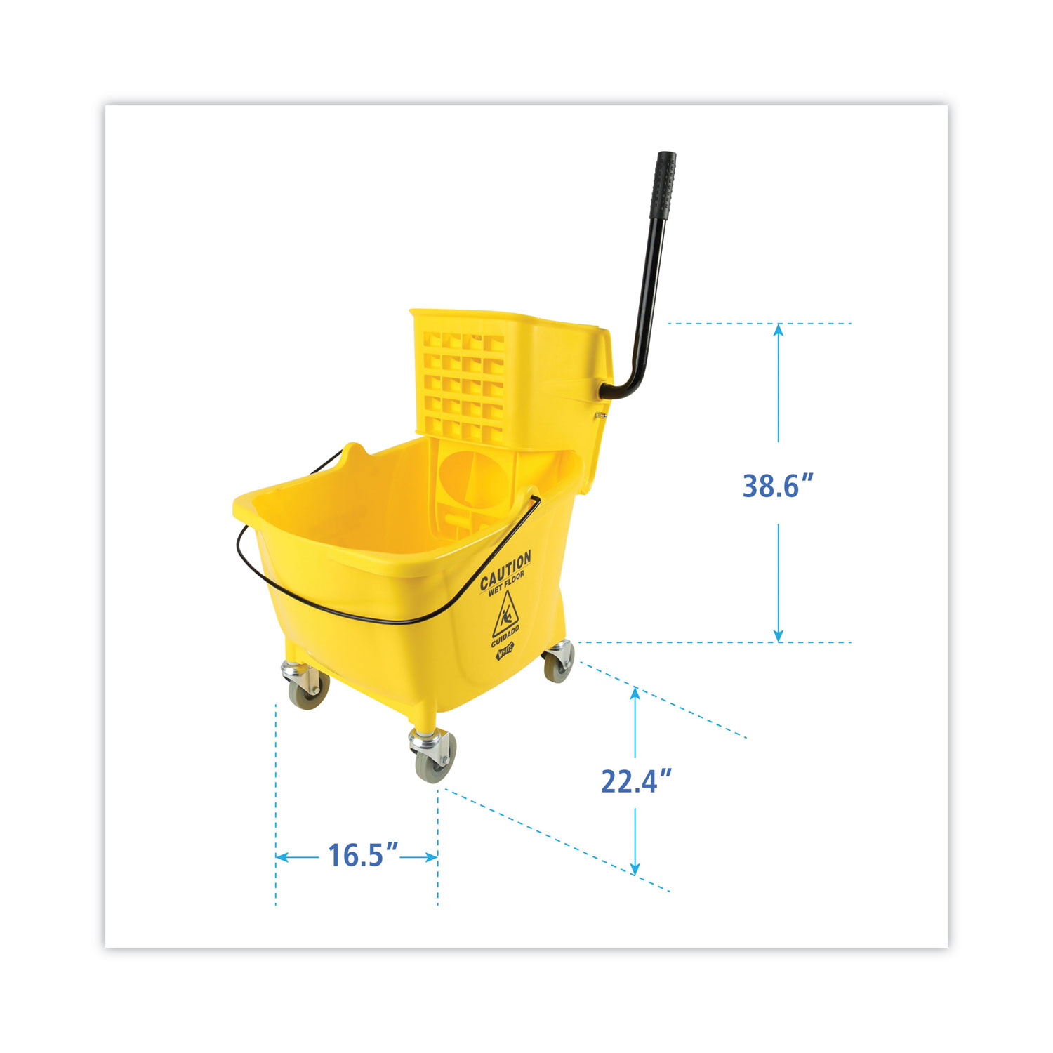 Mop Bucket with Side Press Wringer Combo, Yellow, 35 qt.