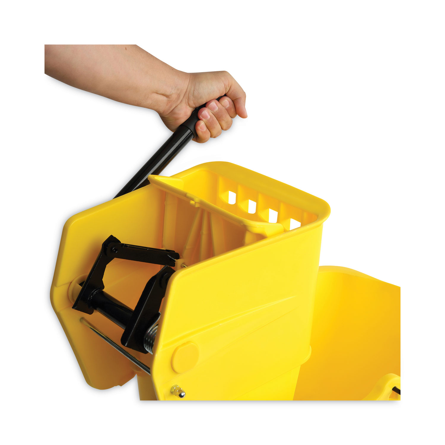 Mop Bucket with Side Press Wringer Combo, Yellow, 35 qt.