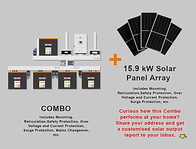 12.0 kW SUNSYNK 3-Phase Hybrid - REVOV Combo, c/w 5x 5.12 kWh Lithium Batteries