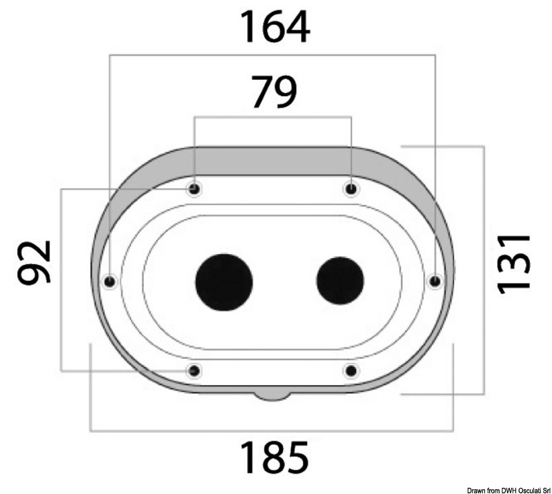 Oval shower enclosure + door rear outlet 185x131