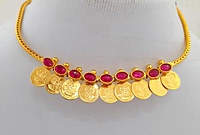 Panchalokam Attigai | One Gram Gold Finish & Real Kemp Stones Short Necklace | Temple Jewellery Attiga