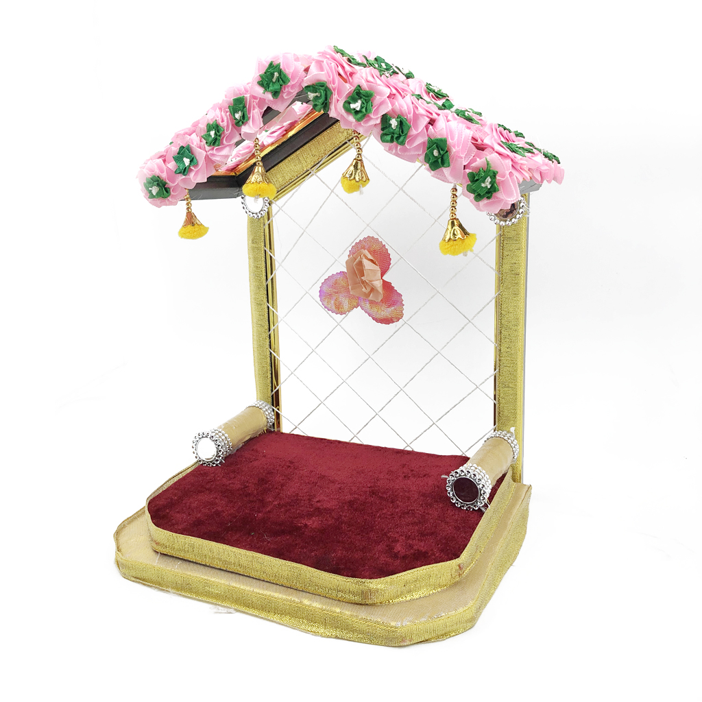 Laddu Gopal Singhasan Pink Flower