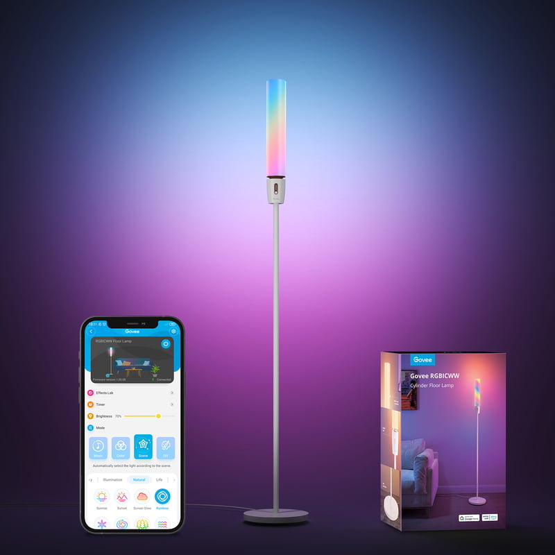 Govee RGBICWW Cylinder Floor Lamp - Smart Ambiance Room Decor Light